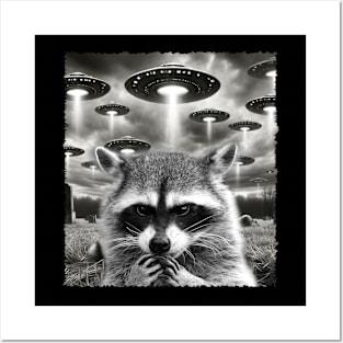 Starry Nights with Raccoons Infuse Extraterrestrial Charm into Every Tee Posters and Art